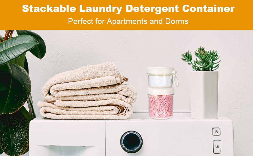 Portable Laundry Detergent Dispenser with Handle, Stackable Laundry Storage