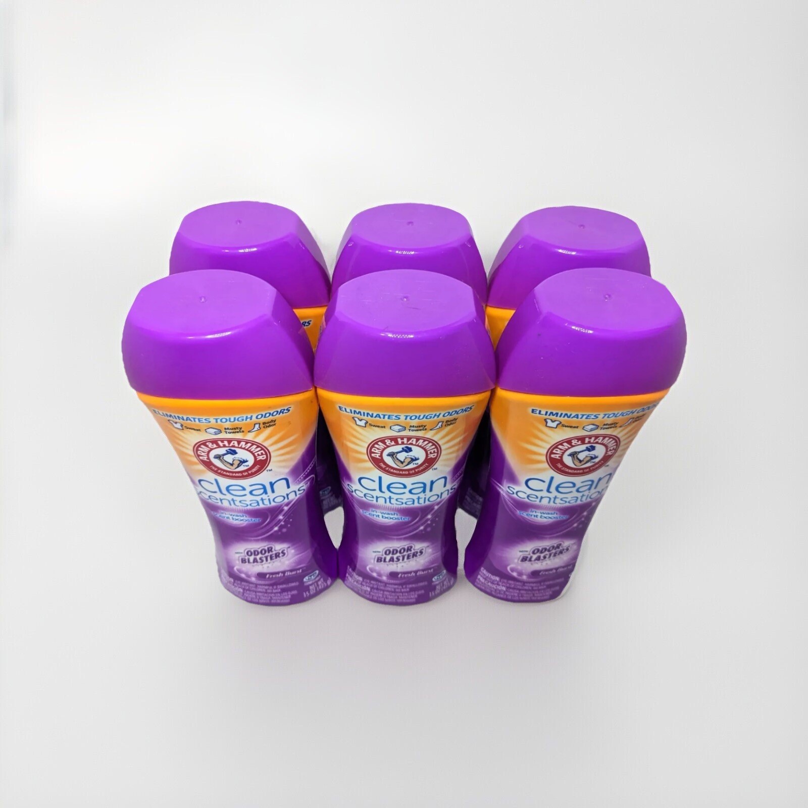 Lot of 6 Arm & Hammer Clean Scentsations Scent Booster Fresh Burst 15 OZ