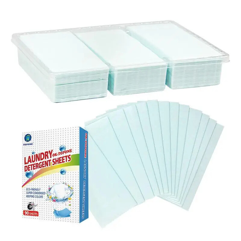 90 Pieces Eco-Friendly Laundry Soap Washer Sheets Detergent Sheets No Waste Laun