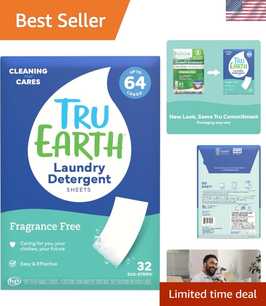Compact Unscented Laundry Detergent Sheets – 64 Loads with Eco-Friendly Design