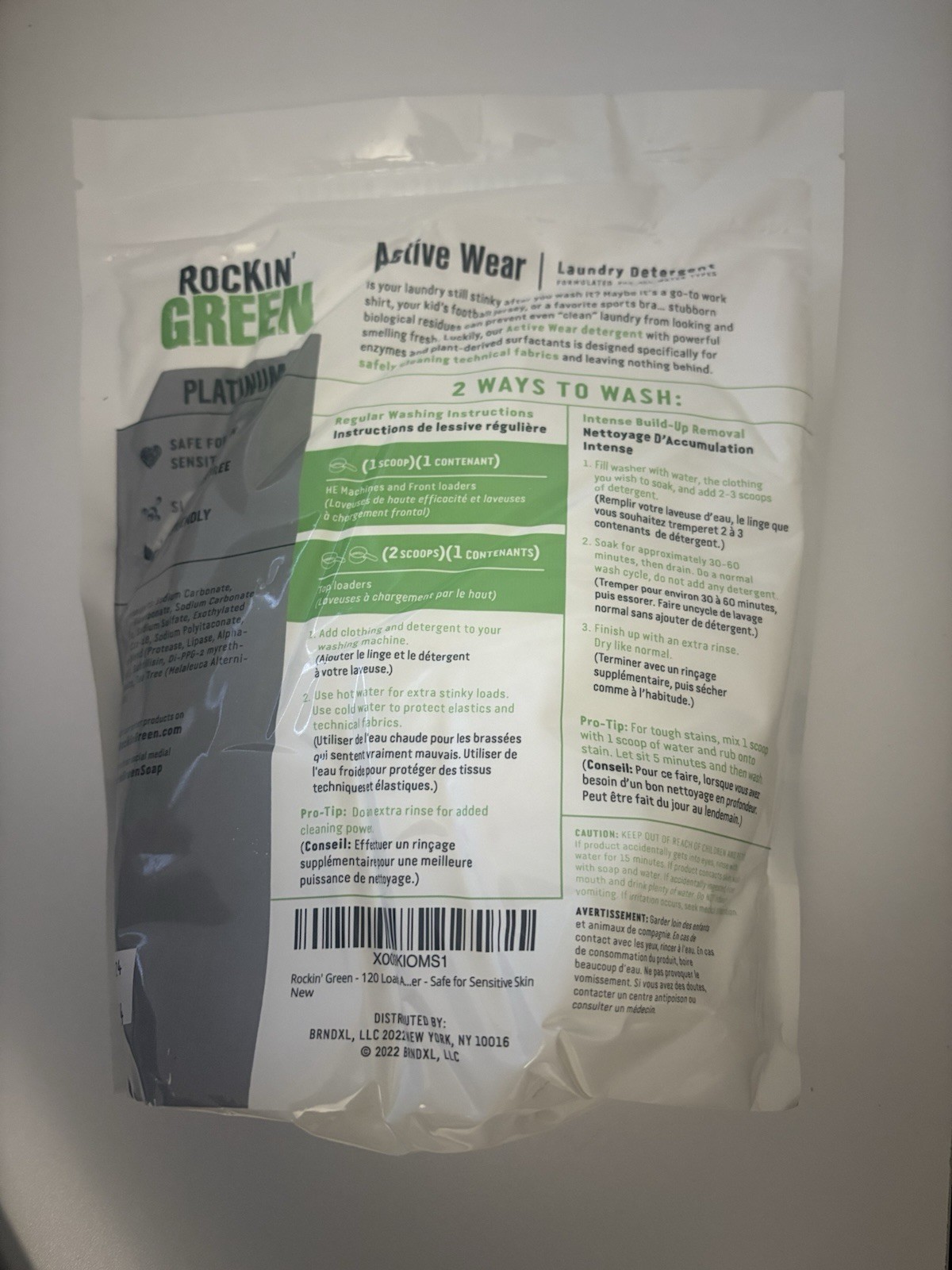 Rockin’ Green Active Wear Packs Unscented Laundry Detergent , 120 Loads