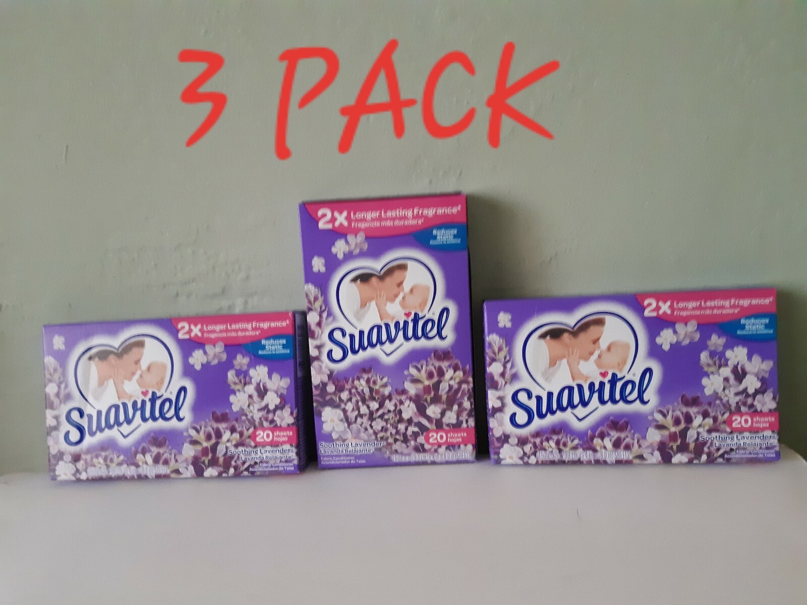 Suavitel Soothing Lavendar Dryer Sheets ( 18 sheets )(Lot Of 3).=54Sheets