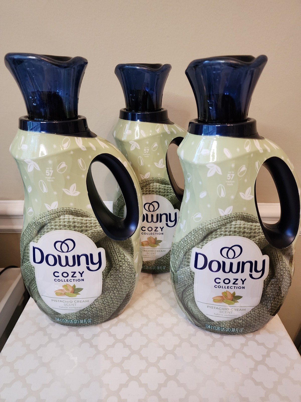 Lot: 3 Downy Pistachio Cream Cozy Collection Fabric Softener 38 oz 57 Loads NEW
