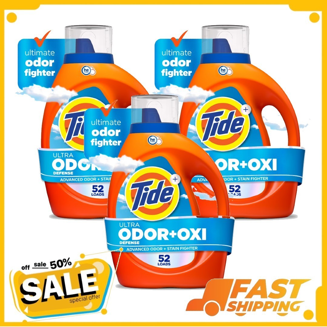 3P Tide Ultra Odor Defense Plus Oxi Liquid Laundry Detergent, 73 fl oz, 52 Loads