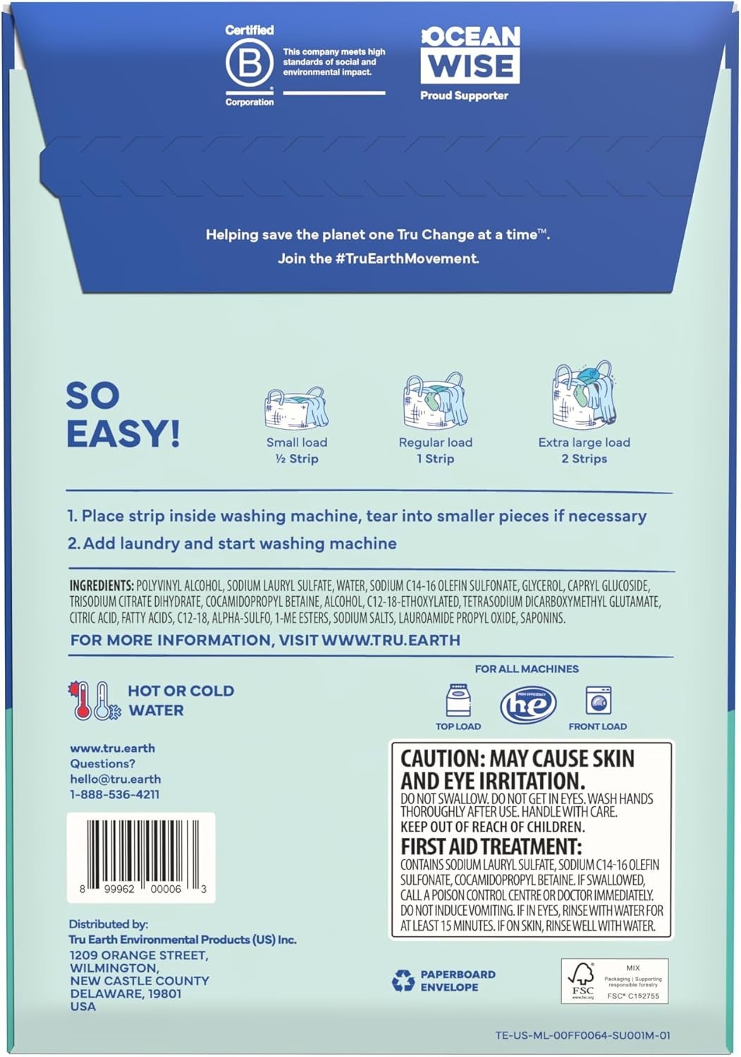 Fragrance-Free Eco Laundry Strips – 64 Load Compact Detergent for Sensitive Skin