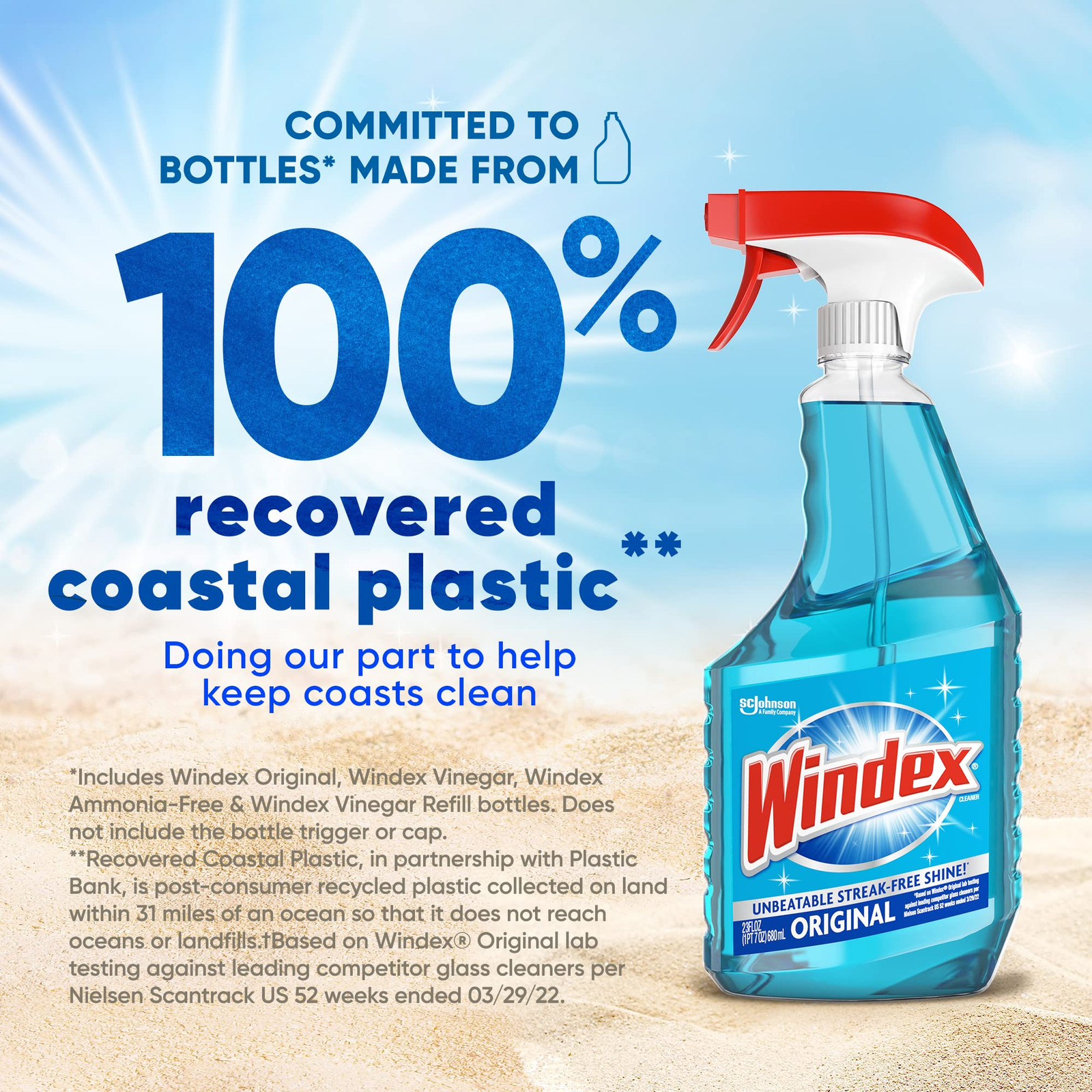 Windex Original Blue Glass Cleaner 23 Oz Pack of 2 Streak Free Shine