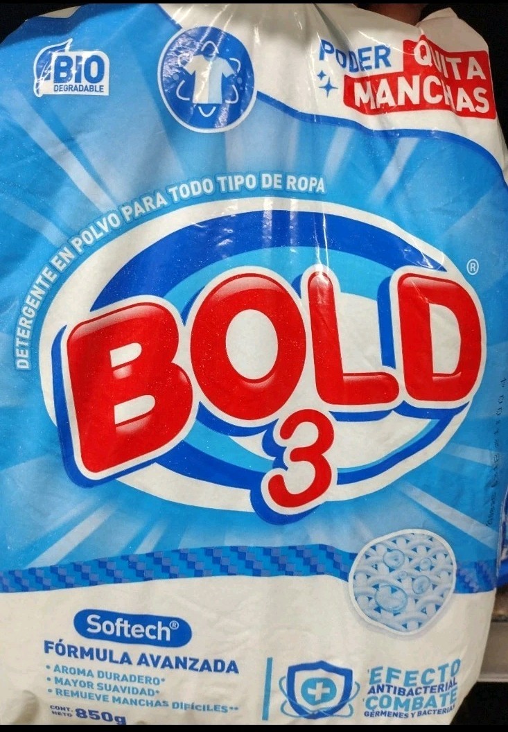 BOLD 3 LAUNDRY DETERGENT STAIN REMOVER ( DETERGENTE QUITAMANCHAS ) 2 Of 850g EA