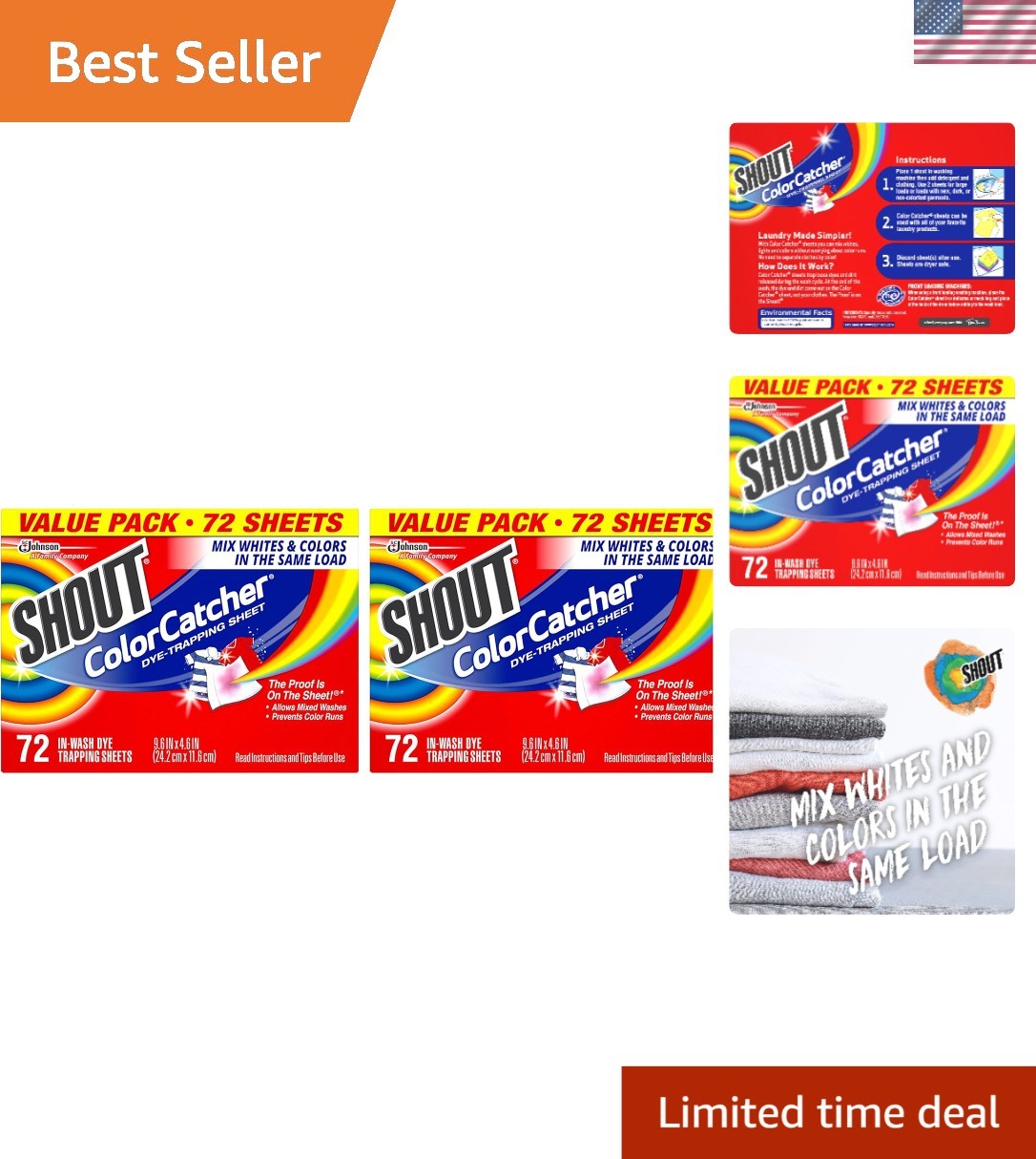 Dye-Trapping Color Catchers for Laundry – Maintain Brightness, 144 Total Sheets