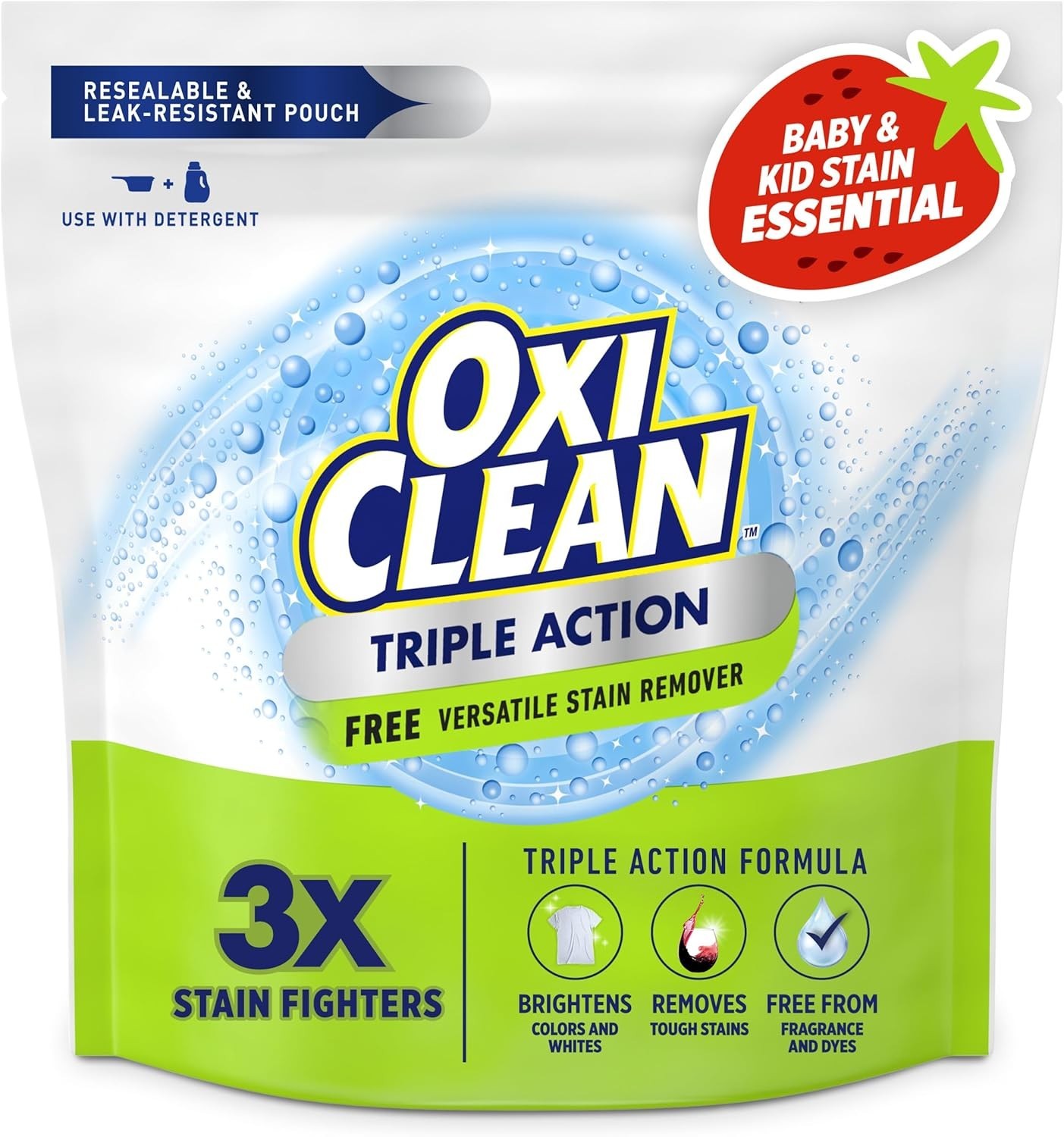 Triple Action Free Versatile Stain Remover Powder, 4 lbs | Use with Detergent…