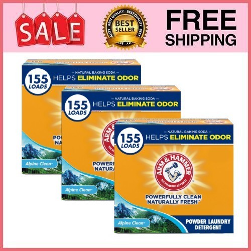 3 Box ARM & HAMMER Powder Laundry Detergent, Alpine Clean, 9.56 lb/ Box