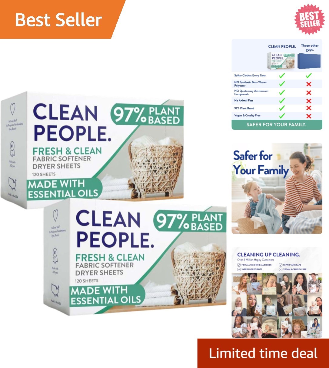 240 Pack Fabric Softener Sheets – Fresh Essential Oil Scent, Eco-Friendly