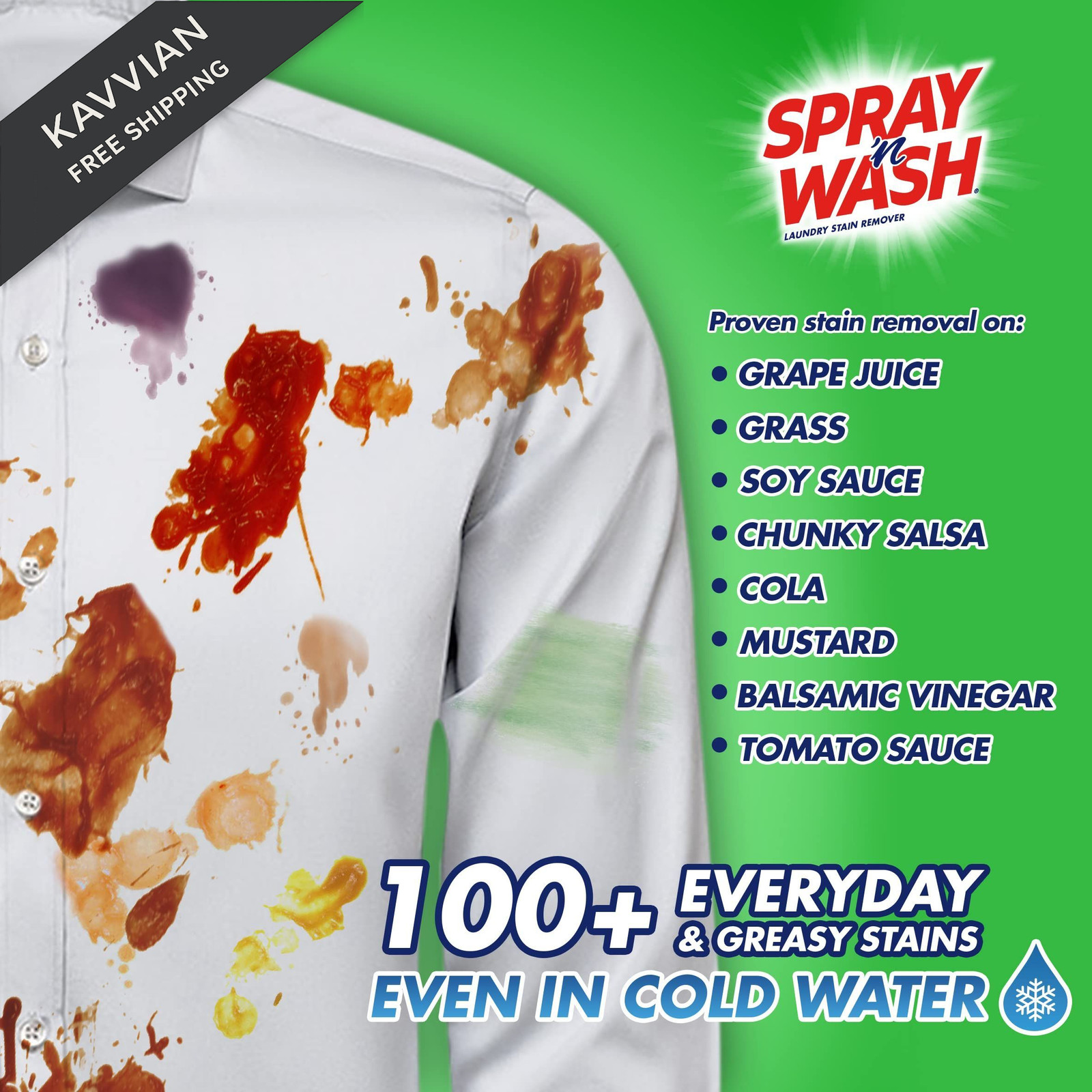 Spray N’ Wash Max Stain Remover Spray, 16 Fl Oz (Pack of 1), Green, Red