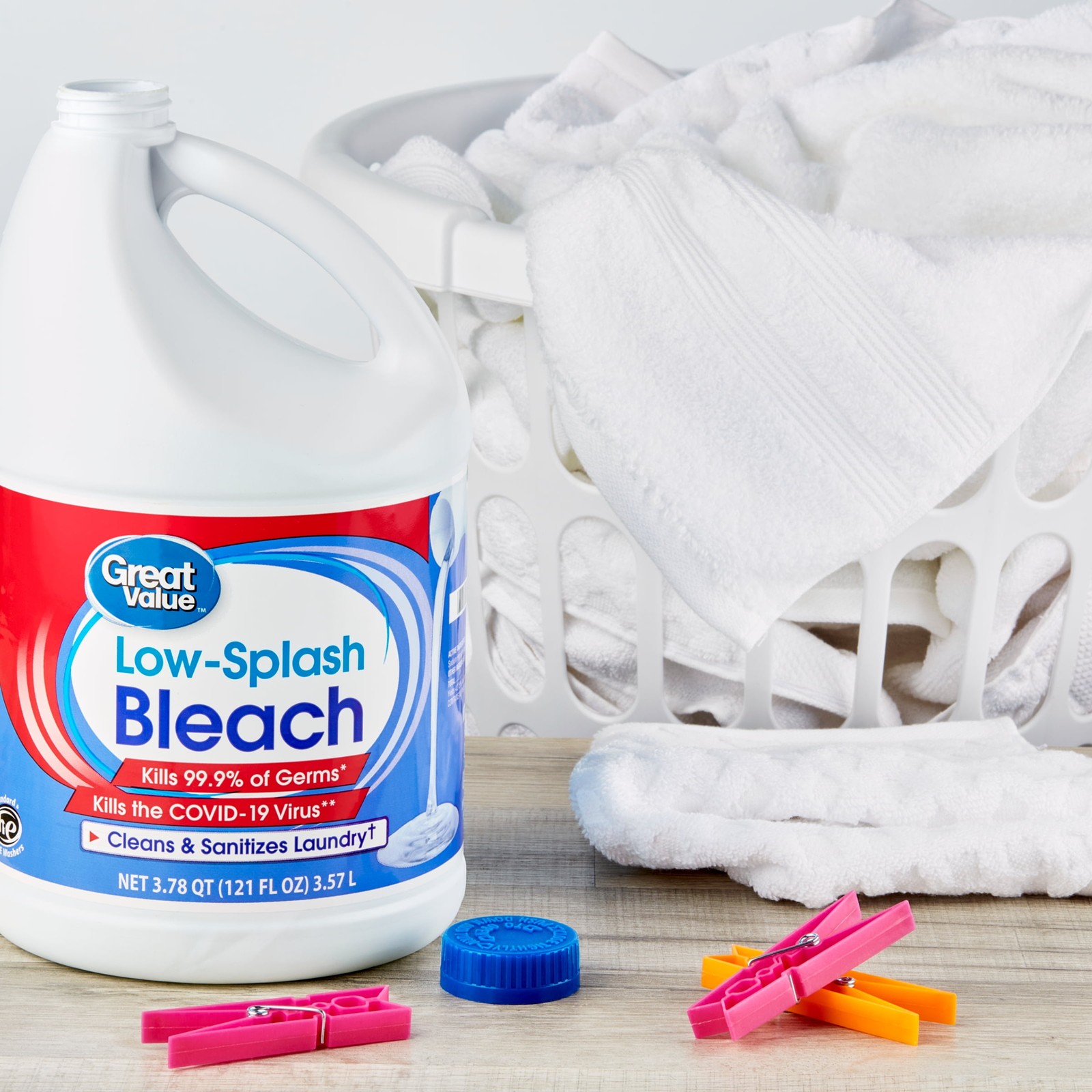 Great Value Low Splash Bleach Regular, 121 oz