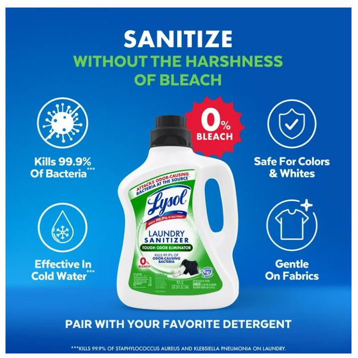 Lysol Laundry Sanitizer 0% Bleach Odor Eliminator 90 oz