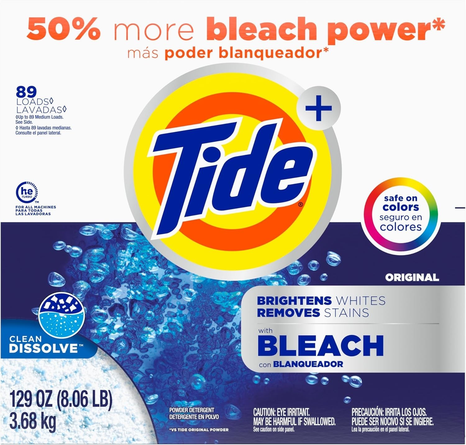 Powder Laundry Detergent with Bleach Original Scent 129 oz 89 Loads