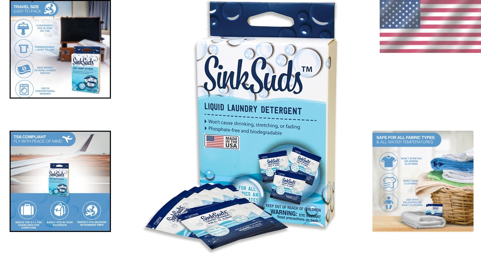 Travel Laundry Detergent Liquid Soap Pack TSA Compliant Biodegradable