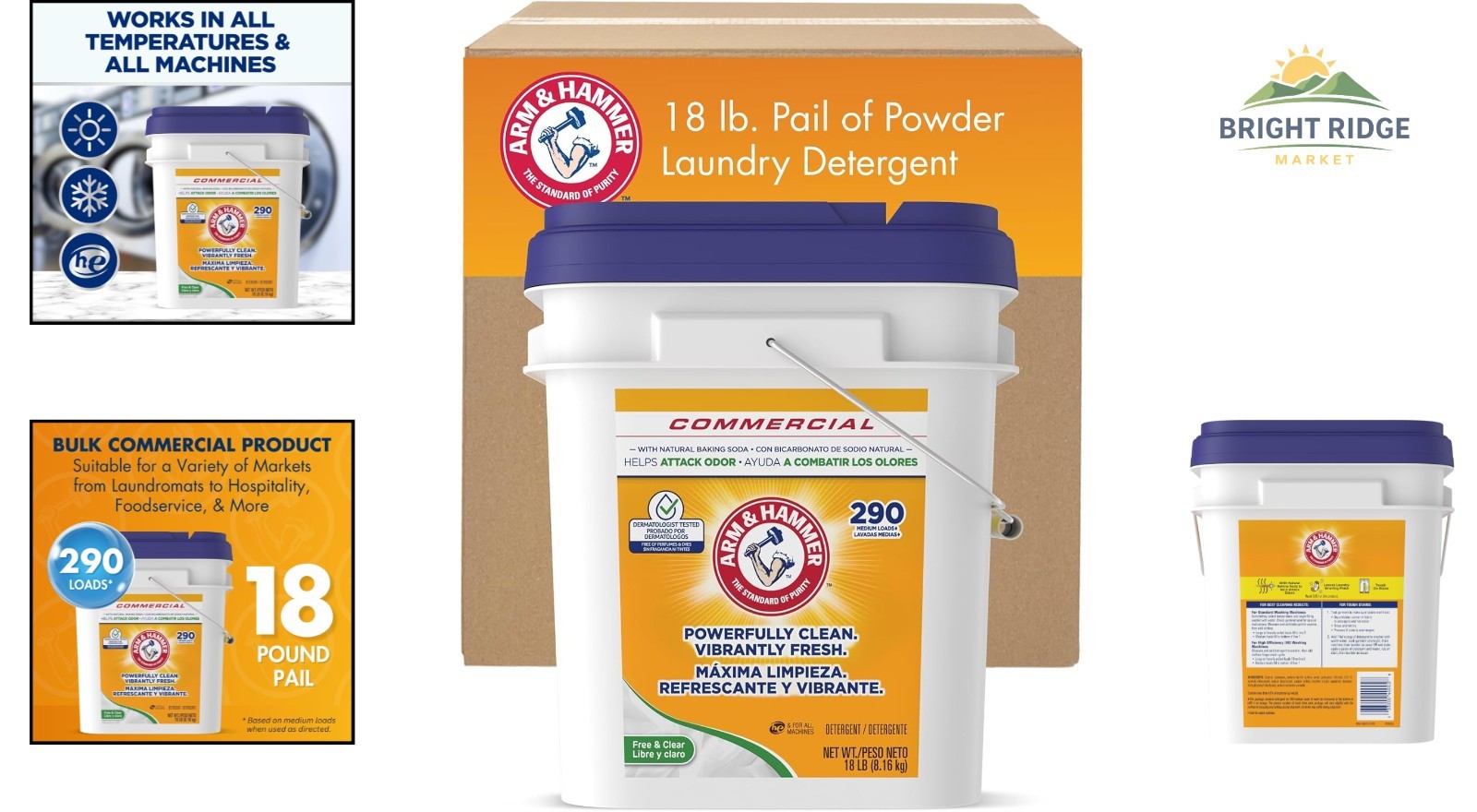 Commercial Powder Laundry Detergent, 18lb Pail, Dermatologist Tested Formula