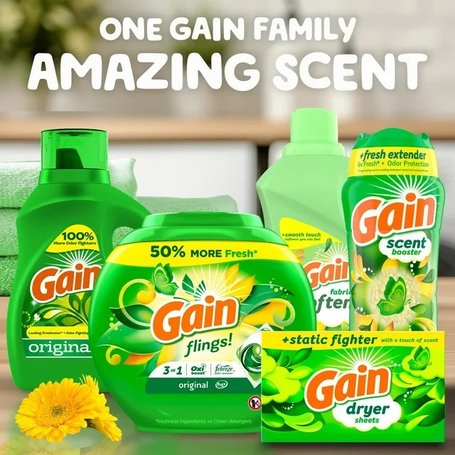 Gain Liquid Fabric Softener Original Scent 140 fl oz, 3-Pack, 190 Loads