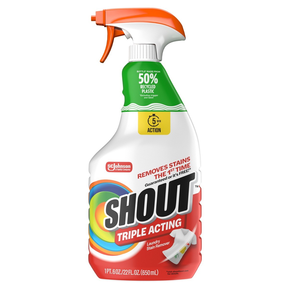 Triple-Acting Laundry Stain Remover Spray – 22 fl oz: Bleach-Free,Phosphate-Free