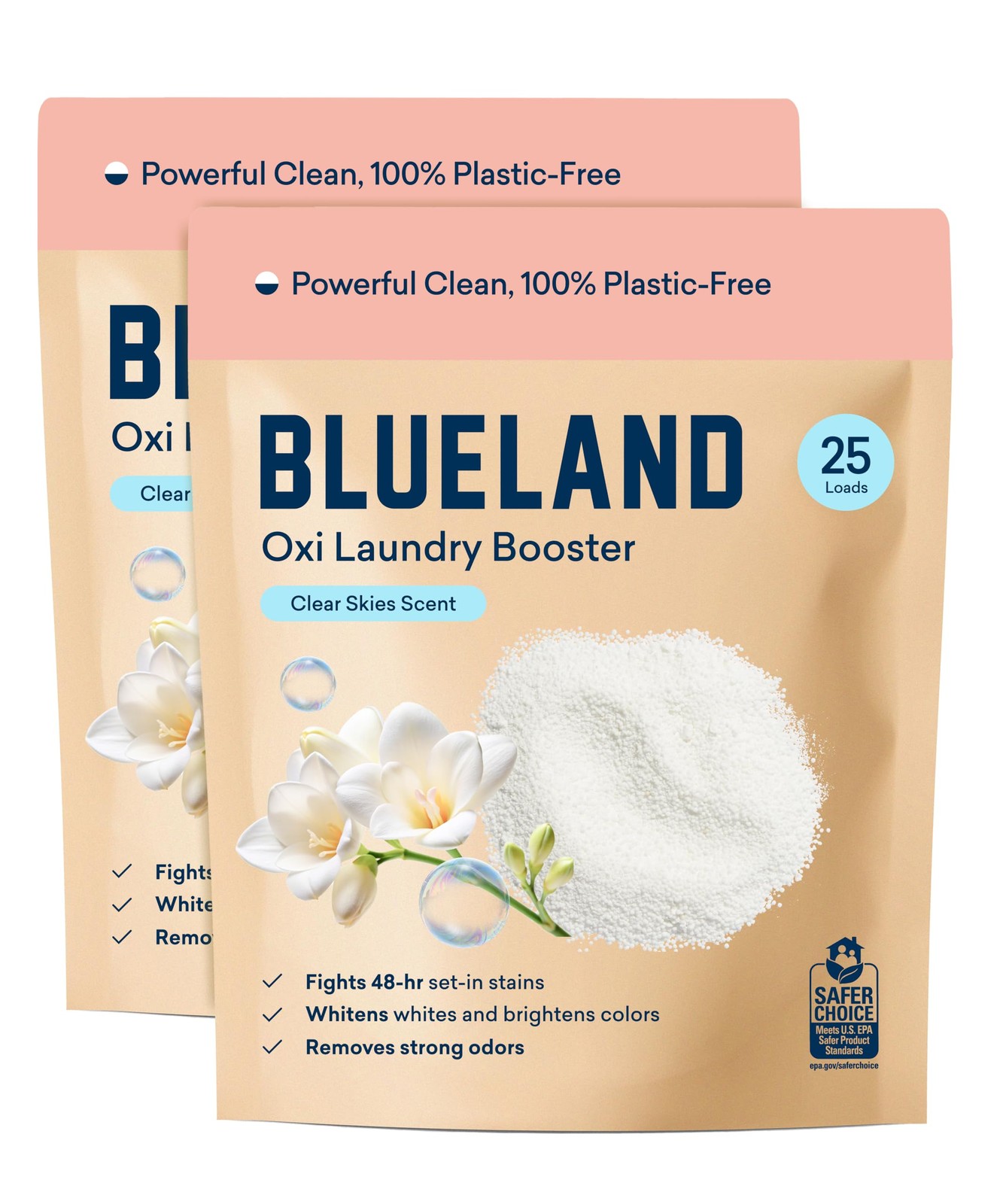 BLUELAND Oxi Laundry Booster Powder Refill 2-Pack Clear Skies Scent 50 Loads …