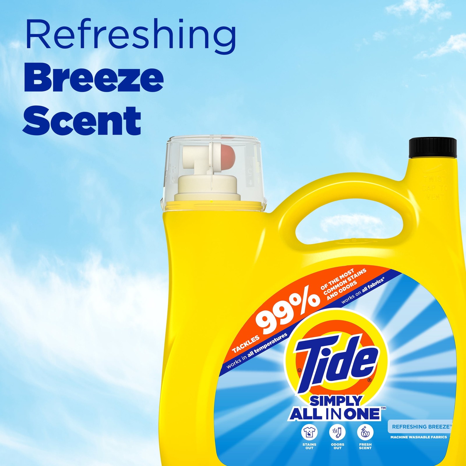 Simply Laundry Detergent Liquid, All-In-One,Refreshing Breeze,85 Loads,107 fl oz