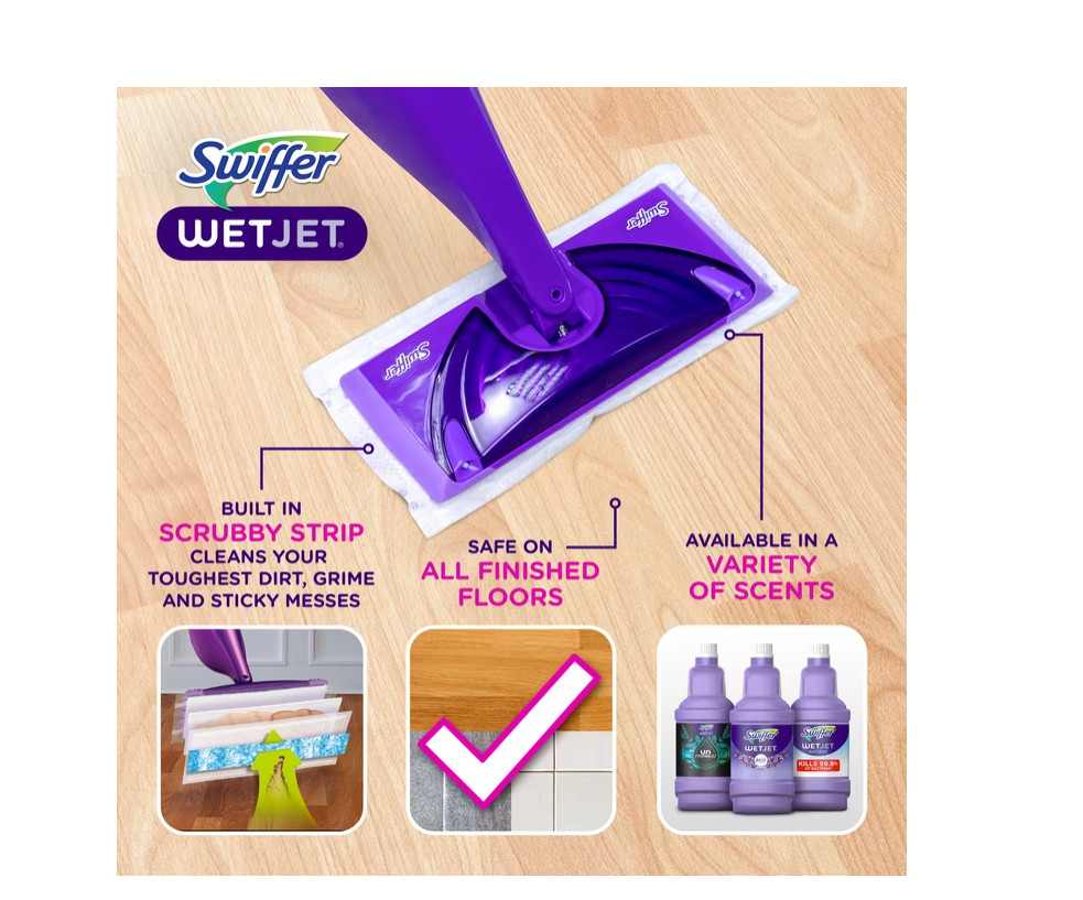 (3 pack) Swiffer Wet Jet Solution Refill, Lavender, 1 x 42.2 fl oz