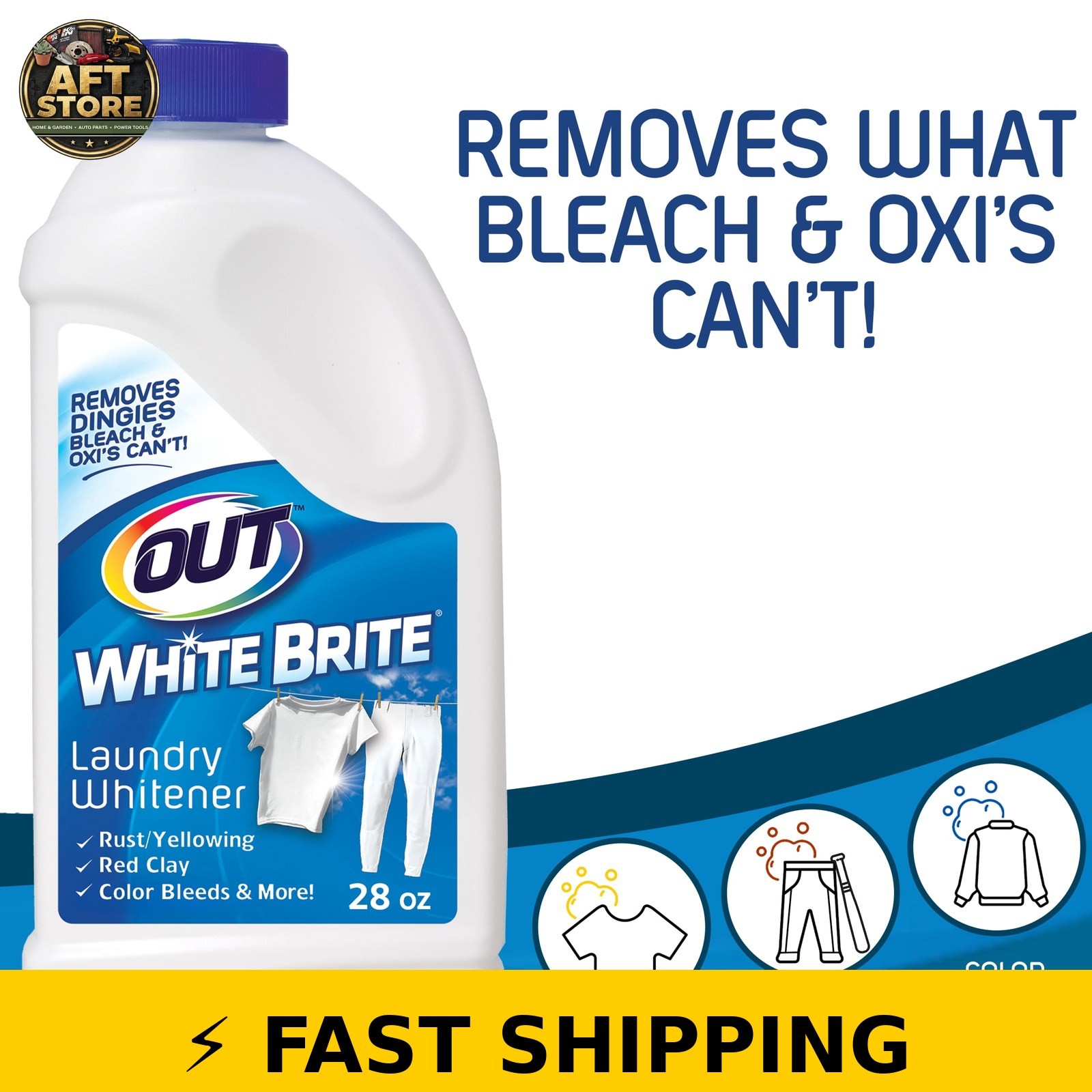 Out White Brite Laundry Whitener, 28 oz (3 Pack)