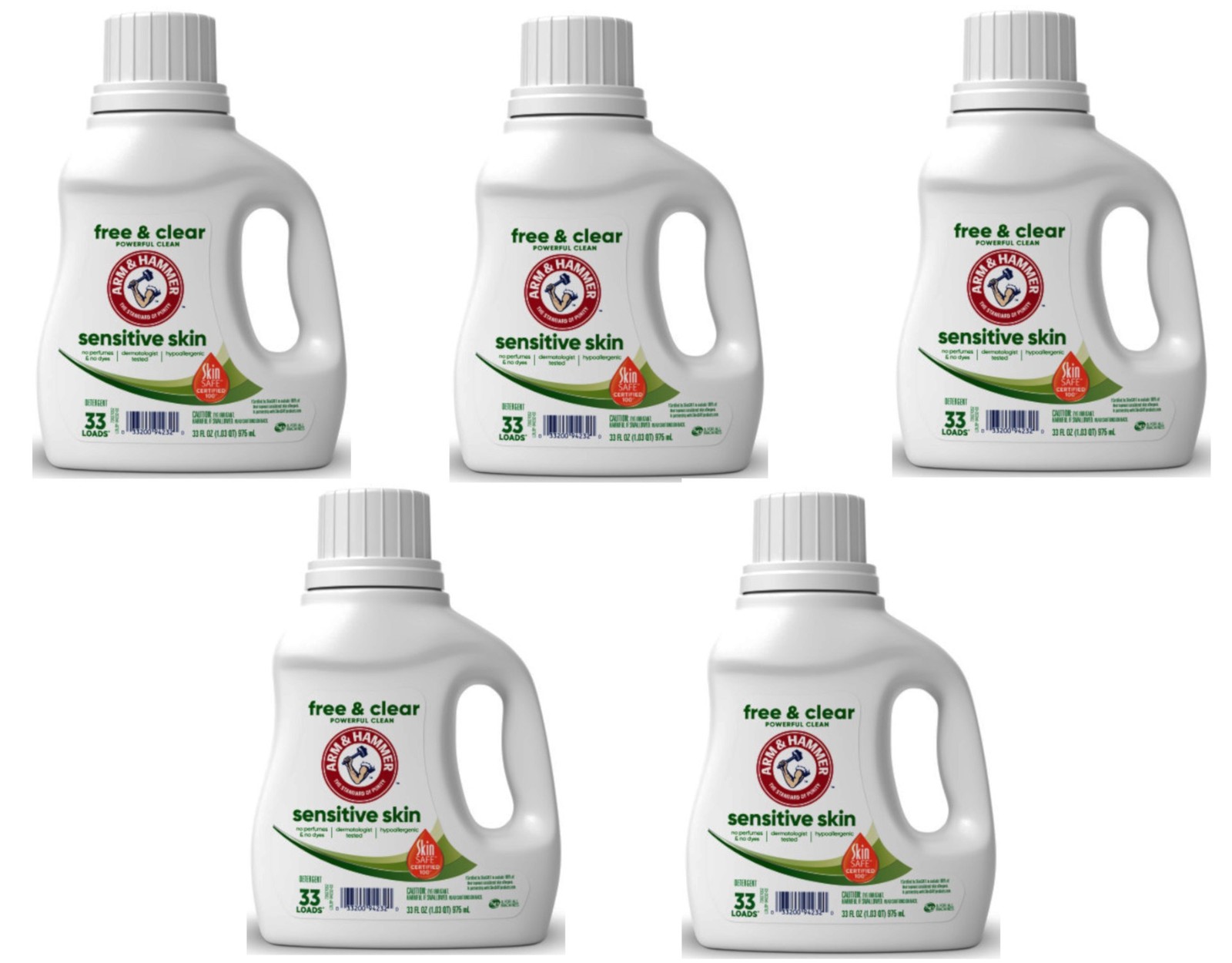 ARM & HAMMER Sensitive Skin Detergent, 33 fl oz – 5 Pack