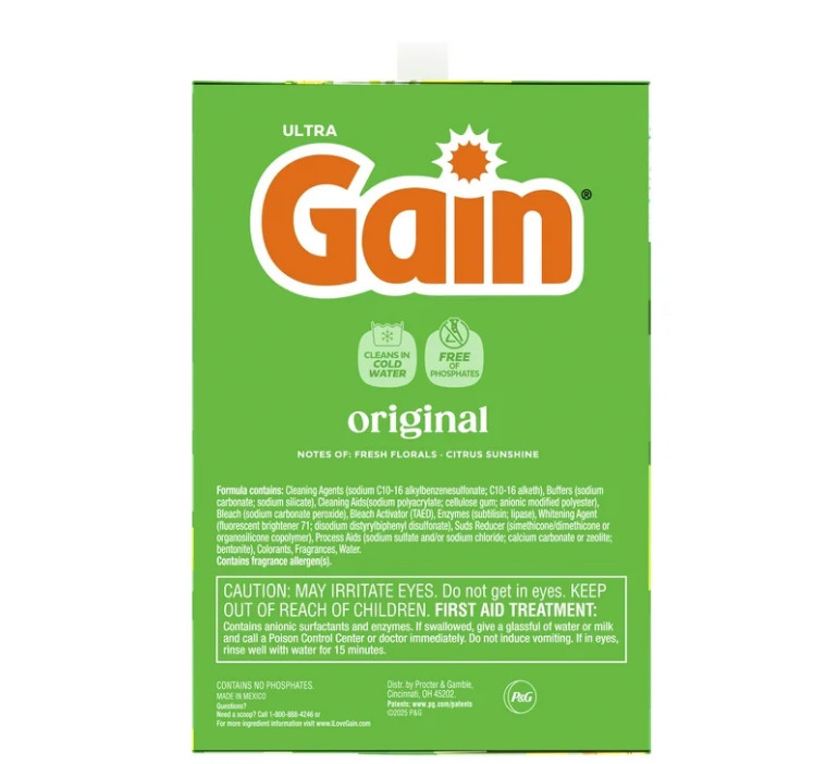2 PACK Gain Powder Laundry Detergent, Original Scent, 154 oz, 167 Loads