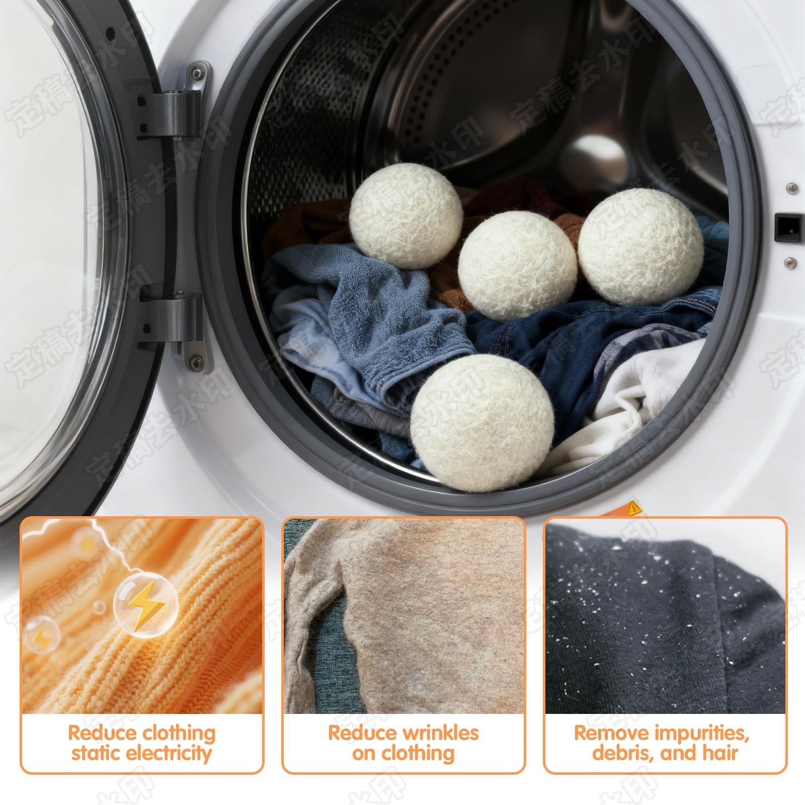 100% Pure New Zealand Wool Dryer Balls, 6Pack Natural Fabric Softener Altern…