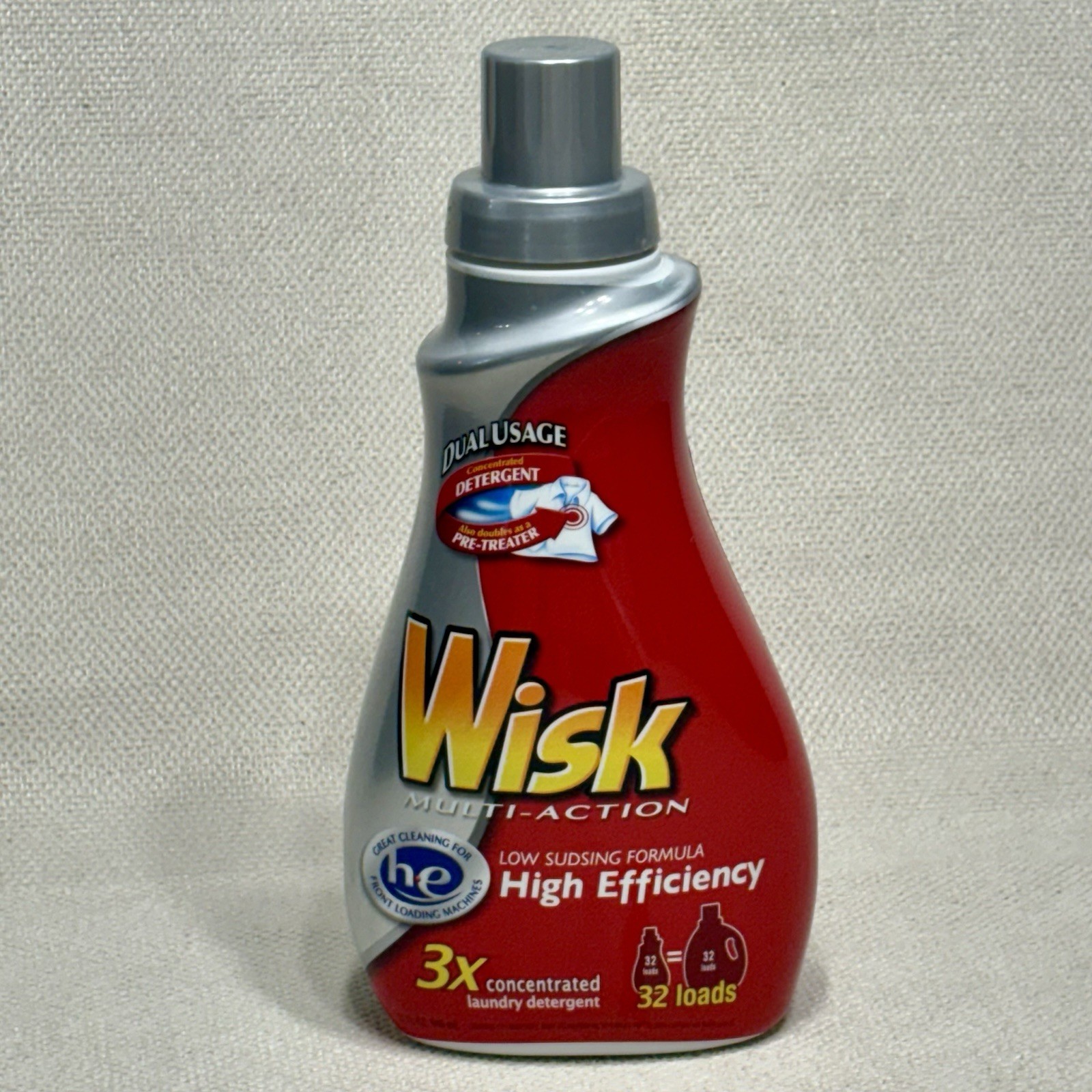 Wisk Multi-Action 3X Concentrated Low Sudsing Formula HE Laundry Detergent ~ NOS