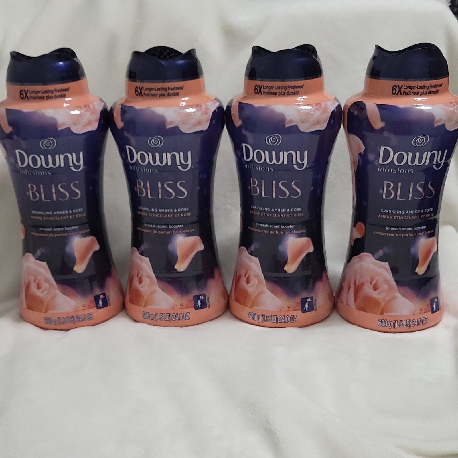 4 Downy Infusions Bliss In-Wash Scent Booster Beads Amber & Rose 24.0 oz