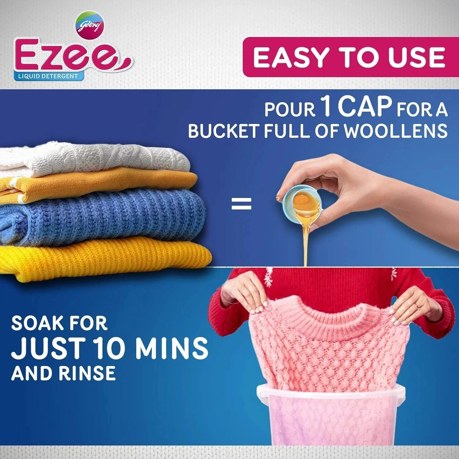 Godrej Ezee Liquid Detergent for both Top load and Front load Washing – 500g