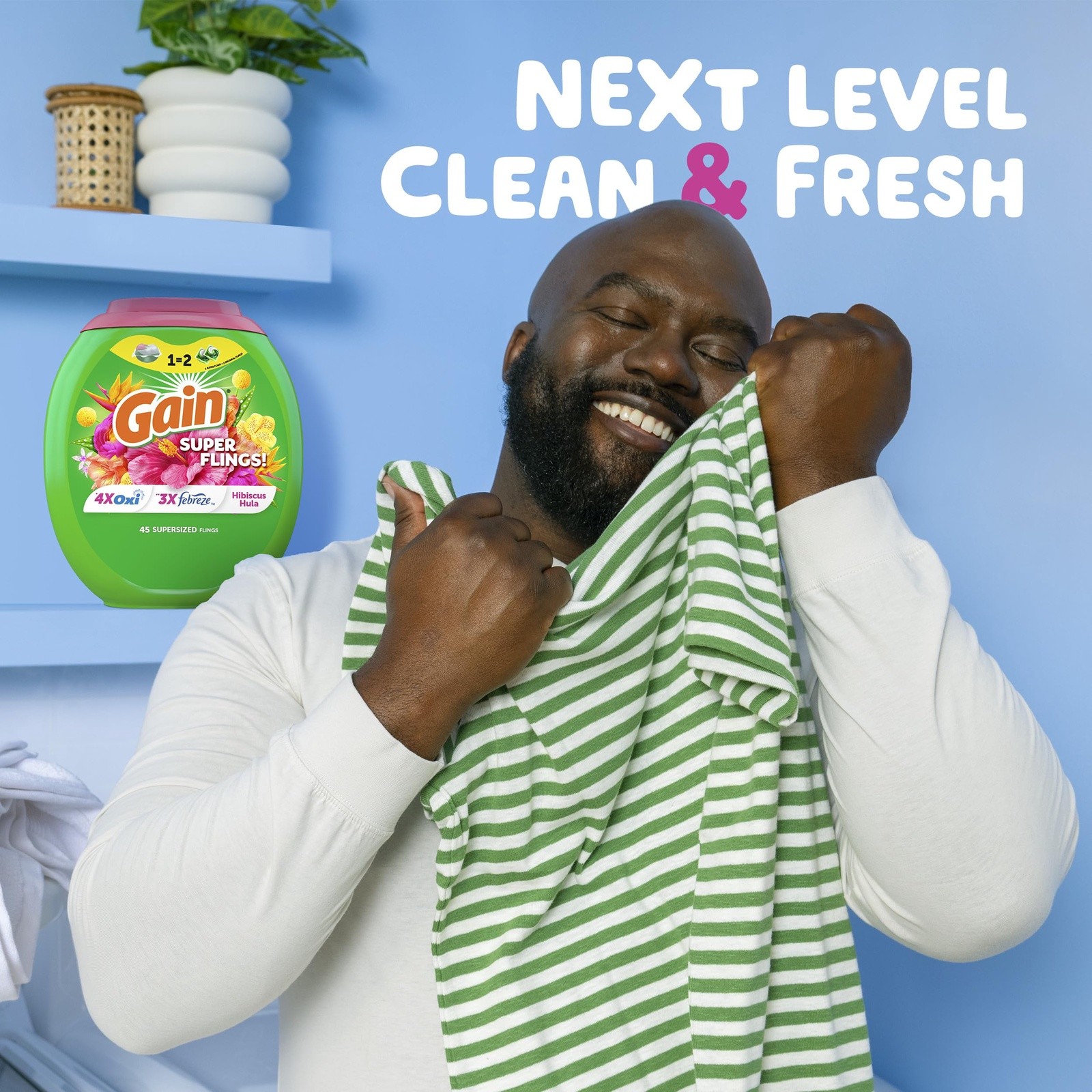 Gain Super Flings Laundry Detergent Pacs, 18 Count, Hibiscus Hula scent, irre…