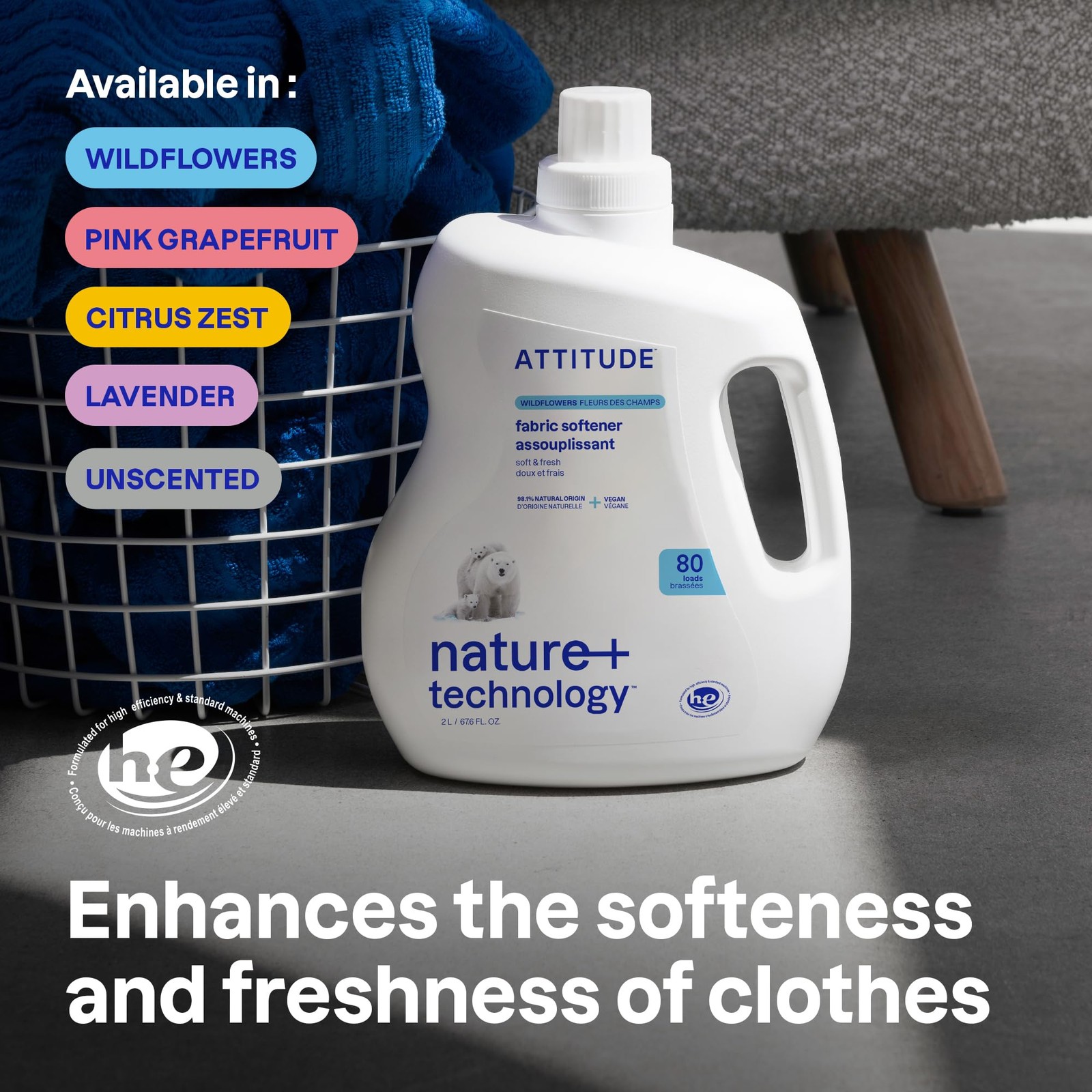 High Performance Fabric Softener Wildflower Fragrance 67.6 Fl Oz 80 Loads