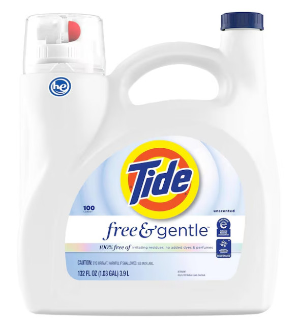 Tide Free & Gentle Liquid Laundry Detergent HE 132 fl oz 100 Loads