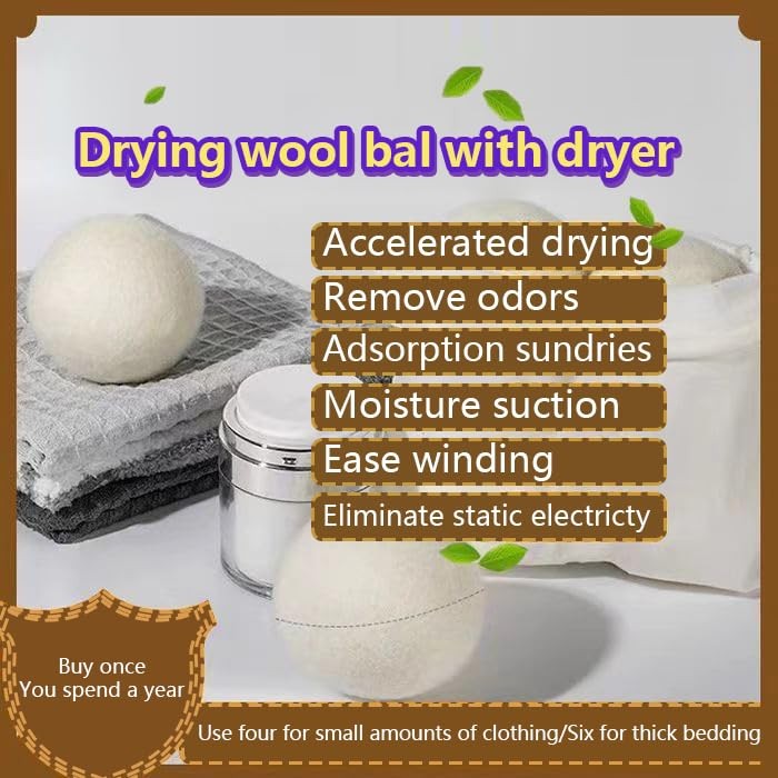 6 Pack Felt Dryer Balls – Wool Dryer Balls for Reducing Drying Time, Eliminat…