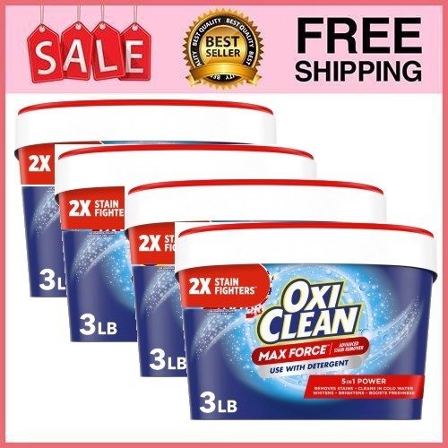 4 Pack OxiClean Max Force Advanced Stain Remover Powder, 3 lbs Pk