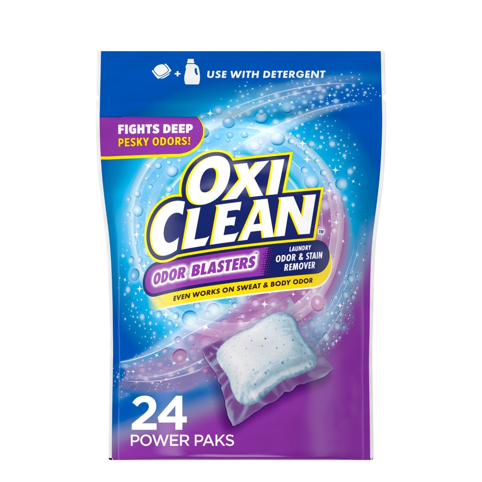 3 PK OxiClean Odor Blasters Laundry Stain Remover Power Paks, 24 Ct, Booster Pod
