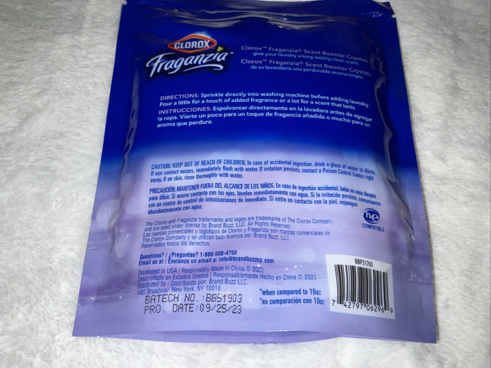 CLOROX FRAGANZIA LAVENDER/EUCALYPTUS INWASH BOOSTER CRYSTALS 10 OZ NEW Lot Of 3