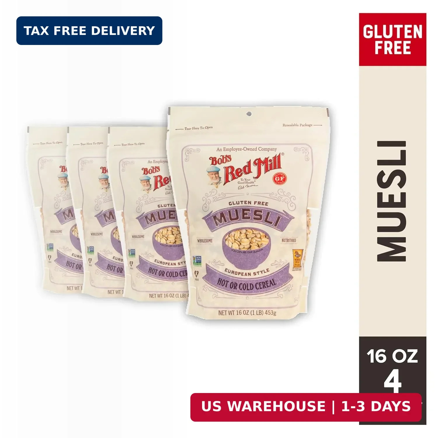Bob’s Red Mill Gluten Free Muesli, 16oz (Pack of 4) – Gluten Free, Non GMO, Kosh