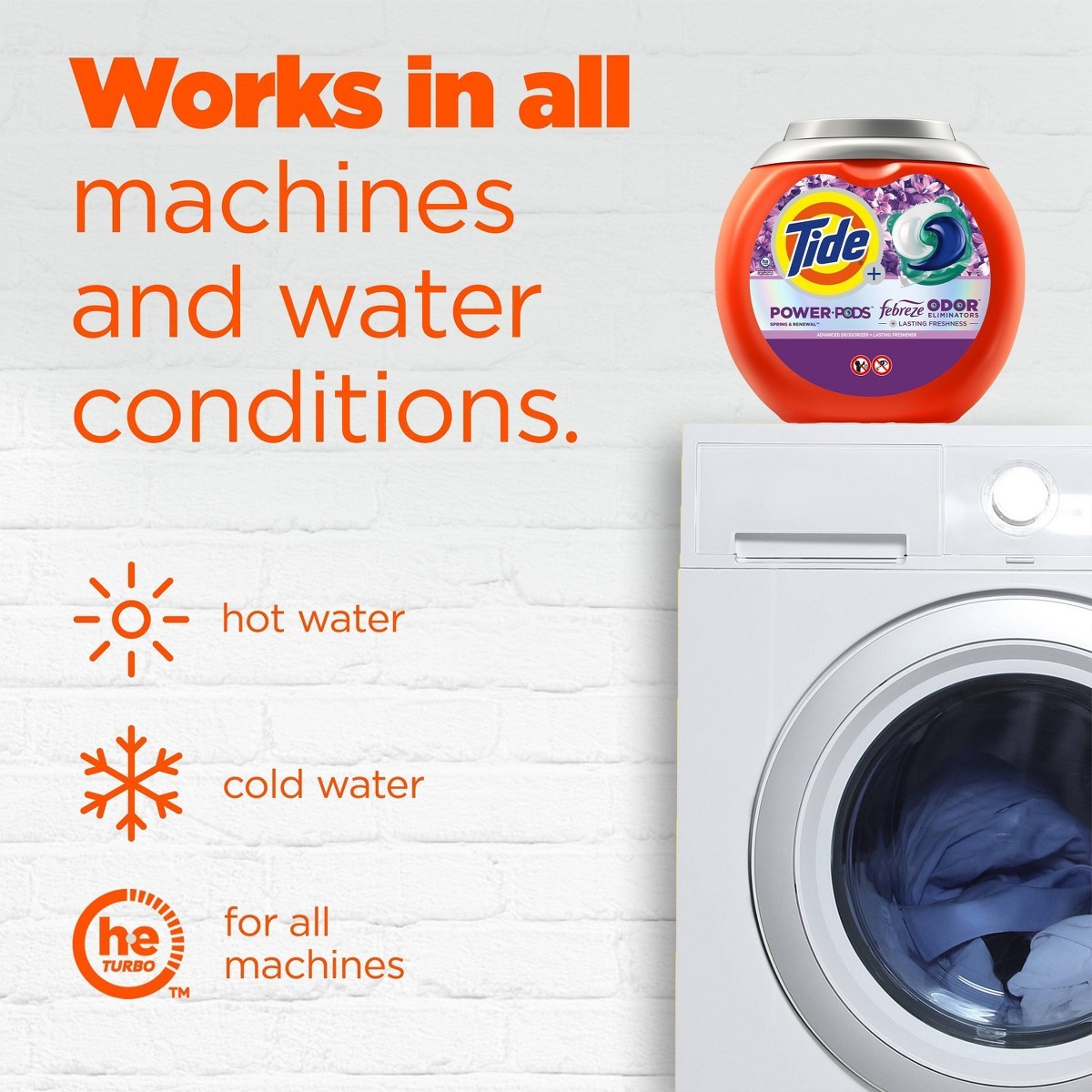 Tide Spring & Renewal Febreze Odor Eliminator Detergent Power Pods 63 Pacs -88oz