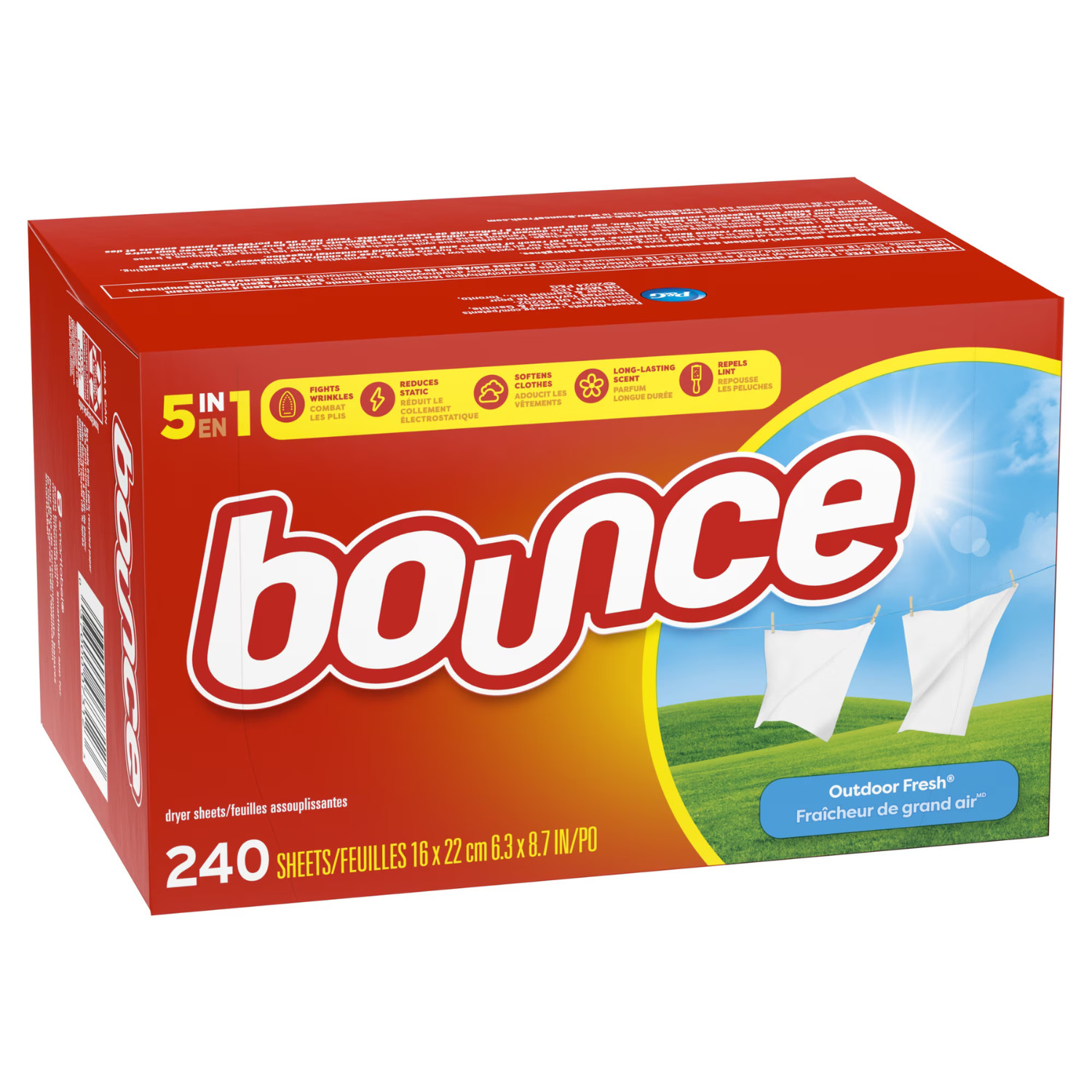 Bounce Dryer Sheets, Outdoor Fresh Scent, 240 Count, 3 Pack