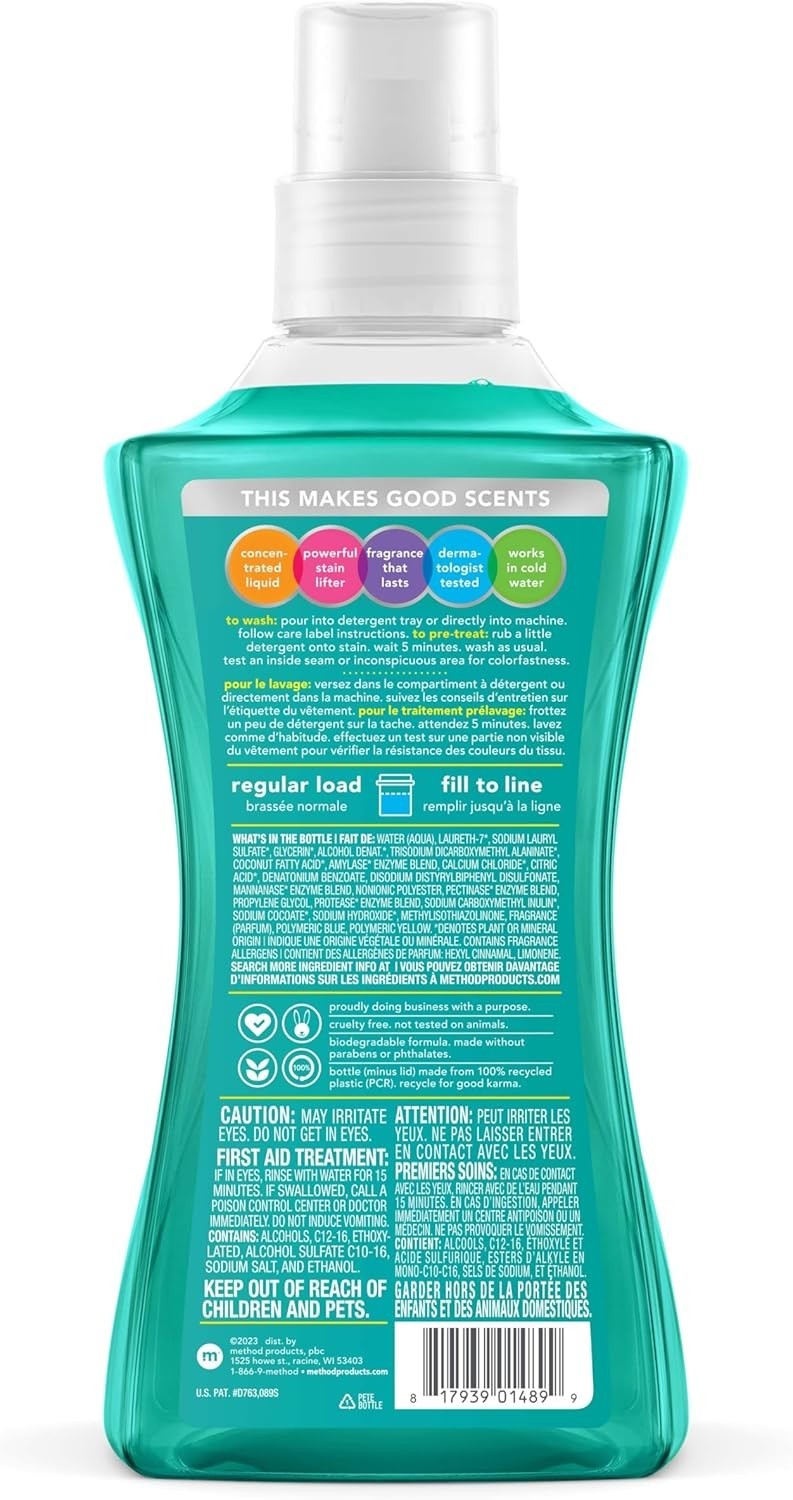 Method Beach Sage Liquid Laundry Detergent – 53.5 oz – 66 Loads, Hypoallergenic