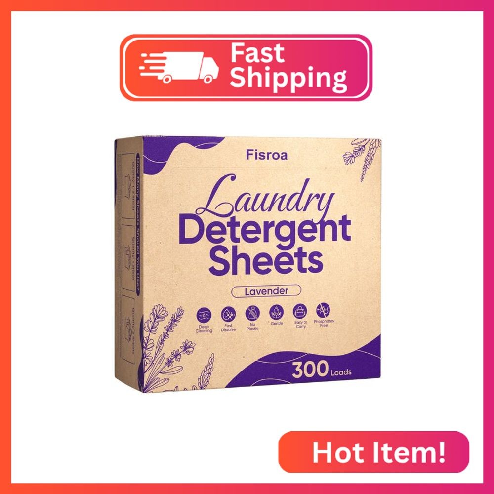 Lavender Laundry Detergent Sheets Travel Eco-friendly 300 Loads Fisroa Clothes W