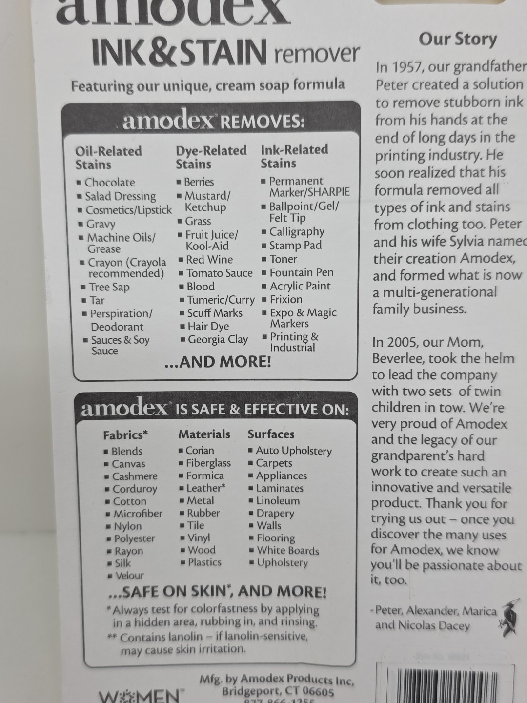 Amodex Non-Toxic Ink and Stain Remover Made In USA – 1 Oz. (30 mL) NEW