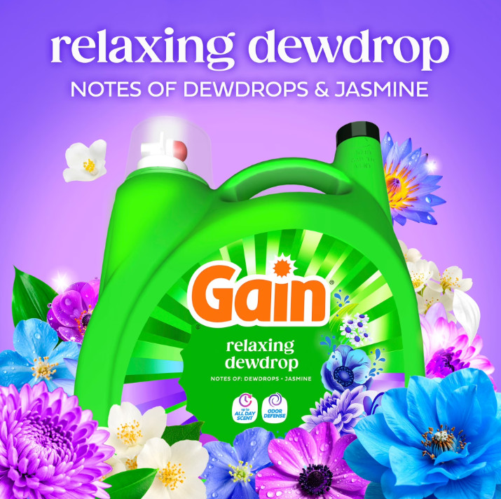 (2 Pack) Gain Laundry Detergent Liquid Relaxing Dewdrop 132 fl oz 100 Loads