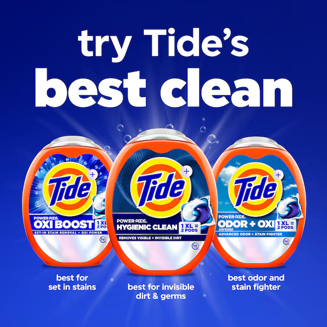 Tide Power Pods + Ultra OXI Heavy Duty Original HE Laundry Detergent 45 ct