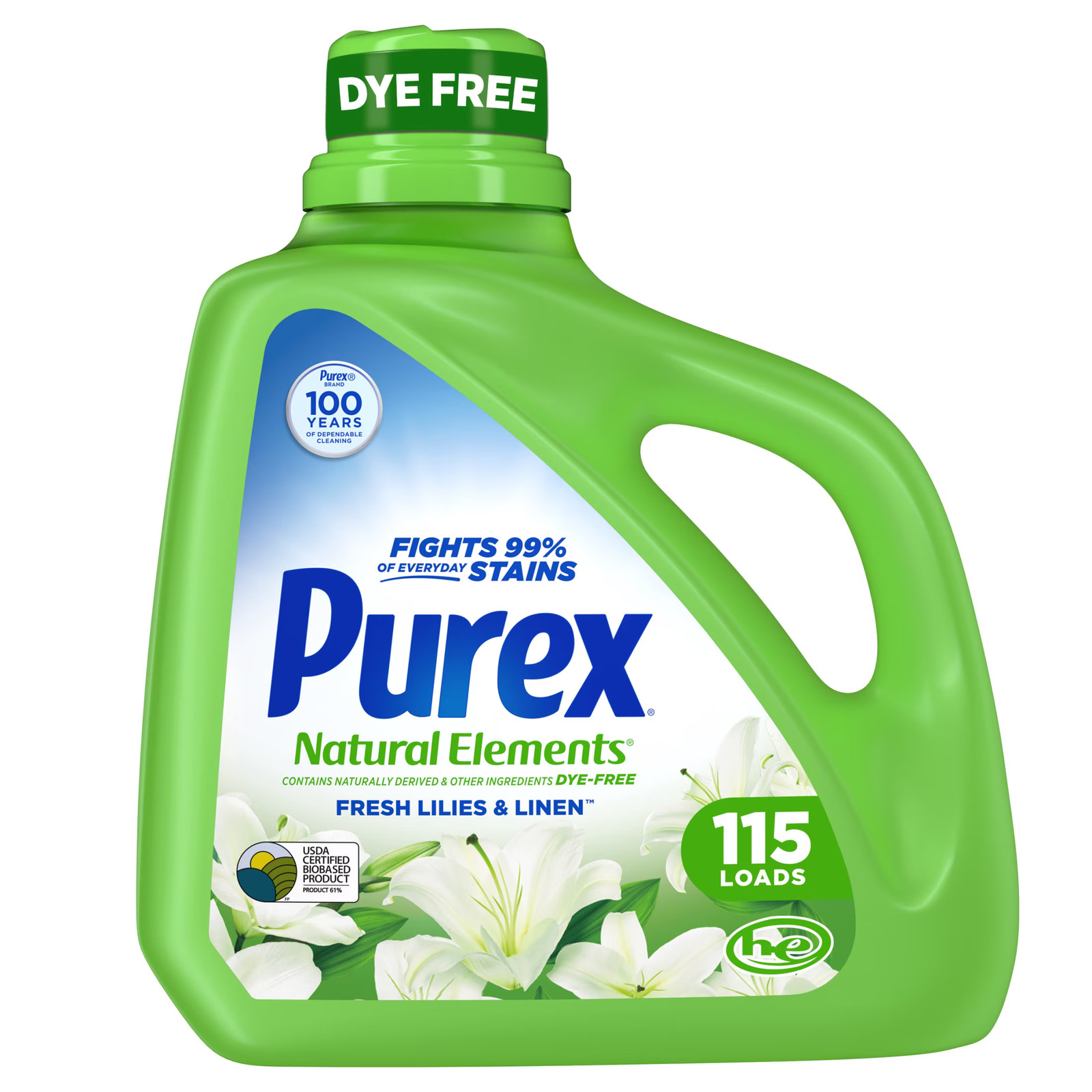 Natural Elements Liquid Detergent, Fresh Lilies & Linen, 150 fl oz, 115 loads