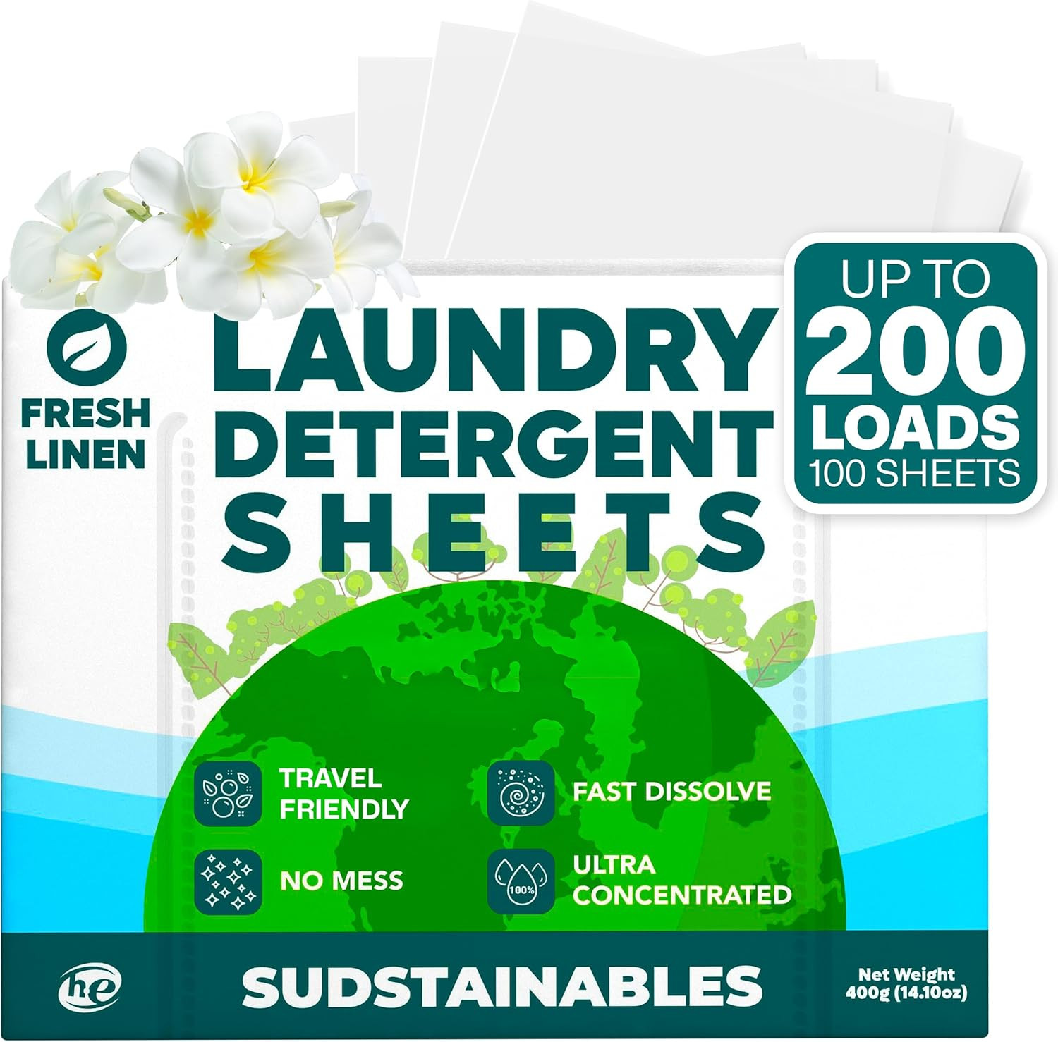 Laundry Detergent Sheets 200 Loads – Dissolvable Laundry Sheet for Washing Machi